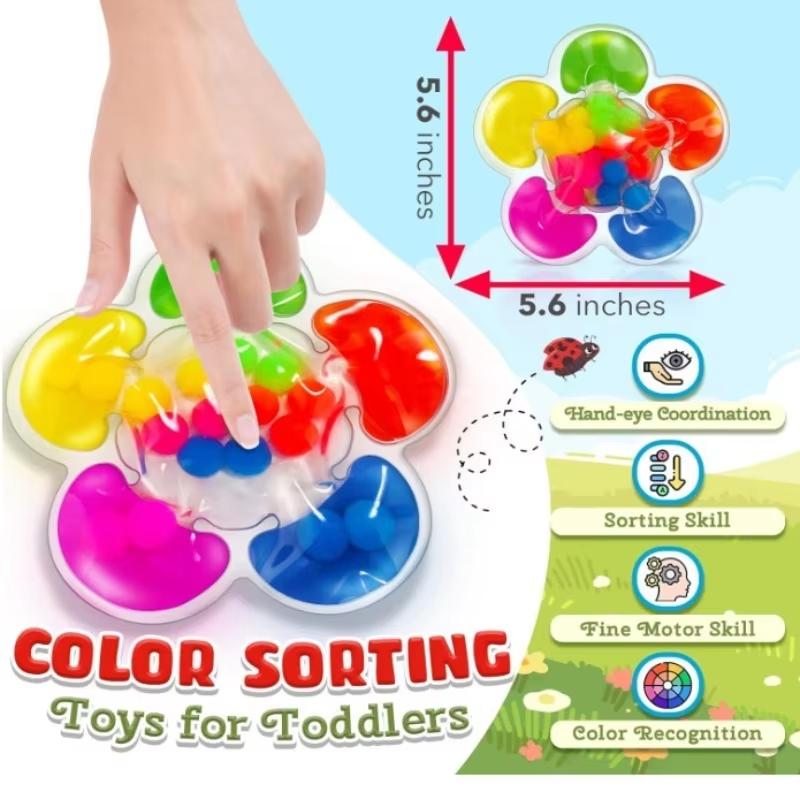Montessori Five Color Recognition Squeeze Toy Sorting Sensory Balls For Kids Fine Motor Skills Development Toys Games Party Gift