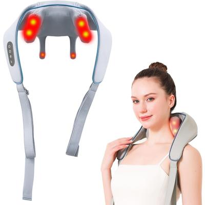 1 Stück 6D Knet-Nackenmassagegerät, Shiatsu Rückenmassagegerät mit Wärme, Tragbares Kabelloses Schultermassagegerät, Geschenk für Männer Frauen Mutter Vater