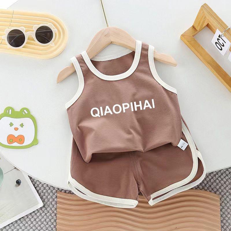 2Pcs/Set Kids Clothes For Baby Children Clothing Vest Suit Children's Sets Summer Cotton T-Shirts Shorts Boys Girls Sleeveless
