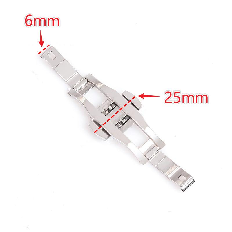 Zilveren Dubbele Druk Vlinder Horlogeband Gesp Staal Vouwsluiting Metaal Heren Dames Horloge Knop 4mm 5mm 6mm Horloge Accessoires