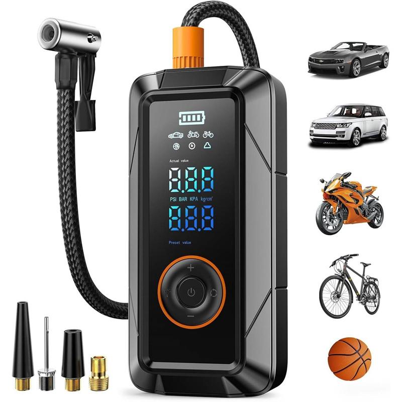 Portable Cordless Air Compressor For Car Tires - Auto Electric Air Pump Fast Inflation For Bicycle, Motorcycle, 150Psi