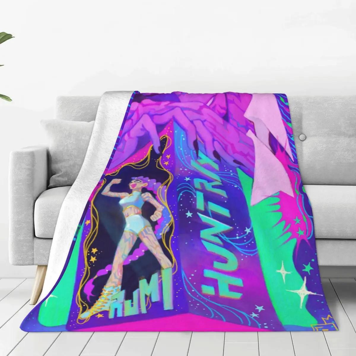 

Custom KPop Demon Hunters Blanket Warm Fleece Soft Flannel Anime Cartoon Throw for Bedding Sofa Home Spring 125x100cm-50x40in s