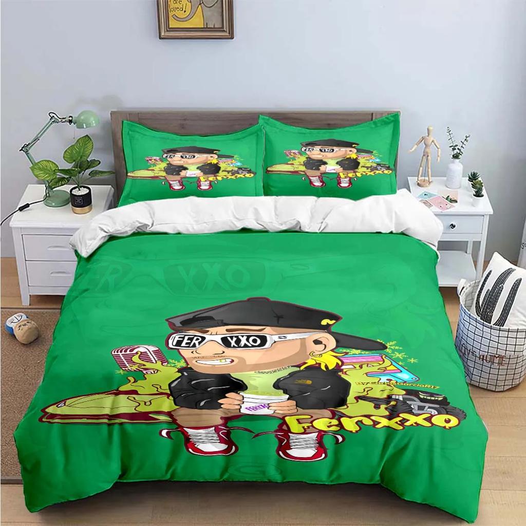 Fashion Pop Singer Ferxxo Feid Print Bedding Sets Bed Supplies Set Duvet Cover Bed Comforter Set Bedding Set Luxury Birthdaygift