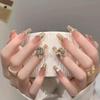 Elegant Organza Butterfly Gold Studded Manicure Wearable Nails
