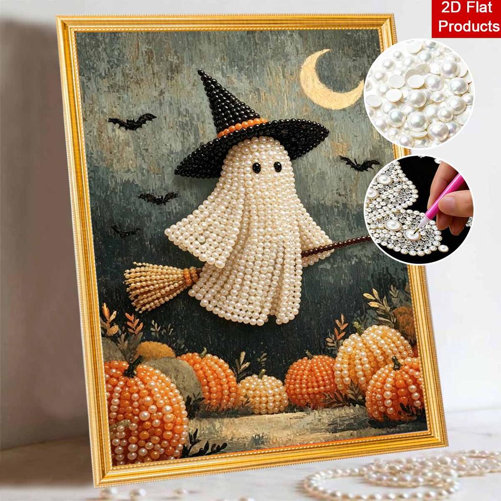Halloween Pearl Painting Art Full Pearl Handmade Diy Home Decorations Ghost Witch Broom Pumpkin