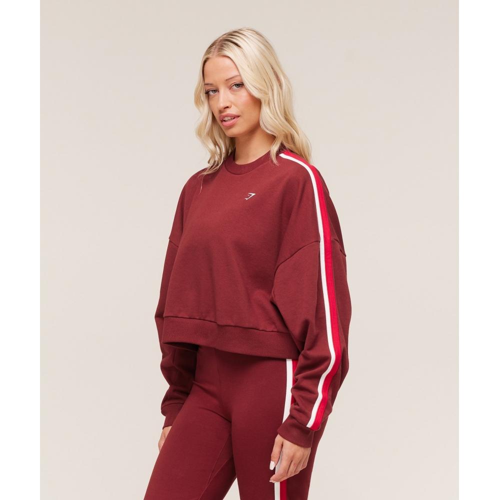 Gymshark Piping Midi Crew Neck Sets Red Carmine Red Soft White B4c5s Rb8j