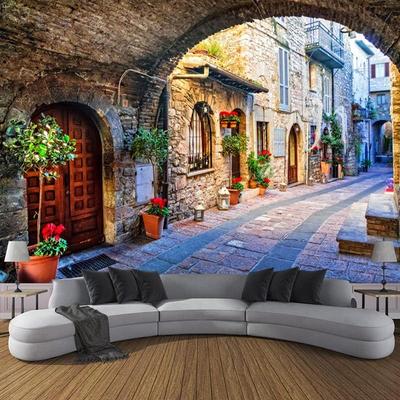 Photo Wallpaper Italian Town Street Scene 3D Mural European Landscape Wallpaper Living Room Bedroom Backdrop Wall Murals