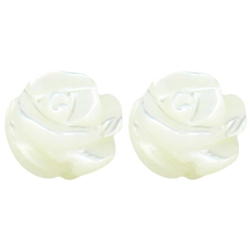 Double-Sided 3D Carved Shell Rose Beads, Horizontal Hole, 8mm, 10mm, 12mm