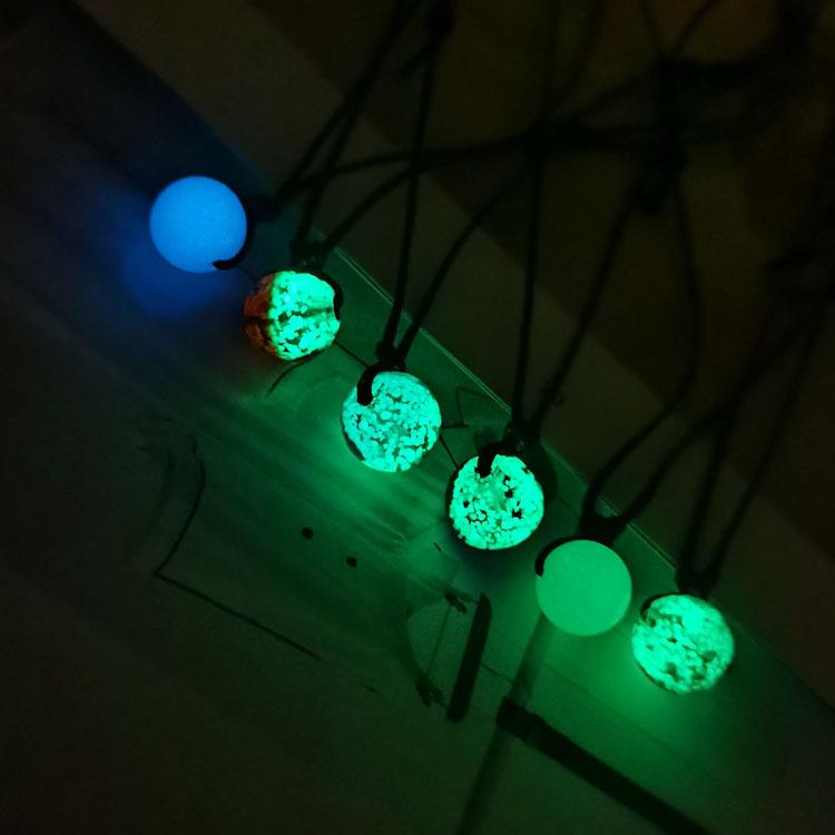 Retro Luminous Pendant & Round Bead Necklace