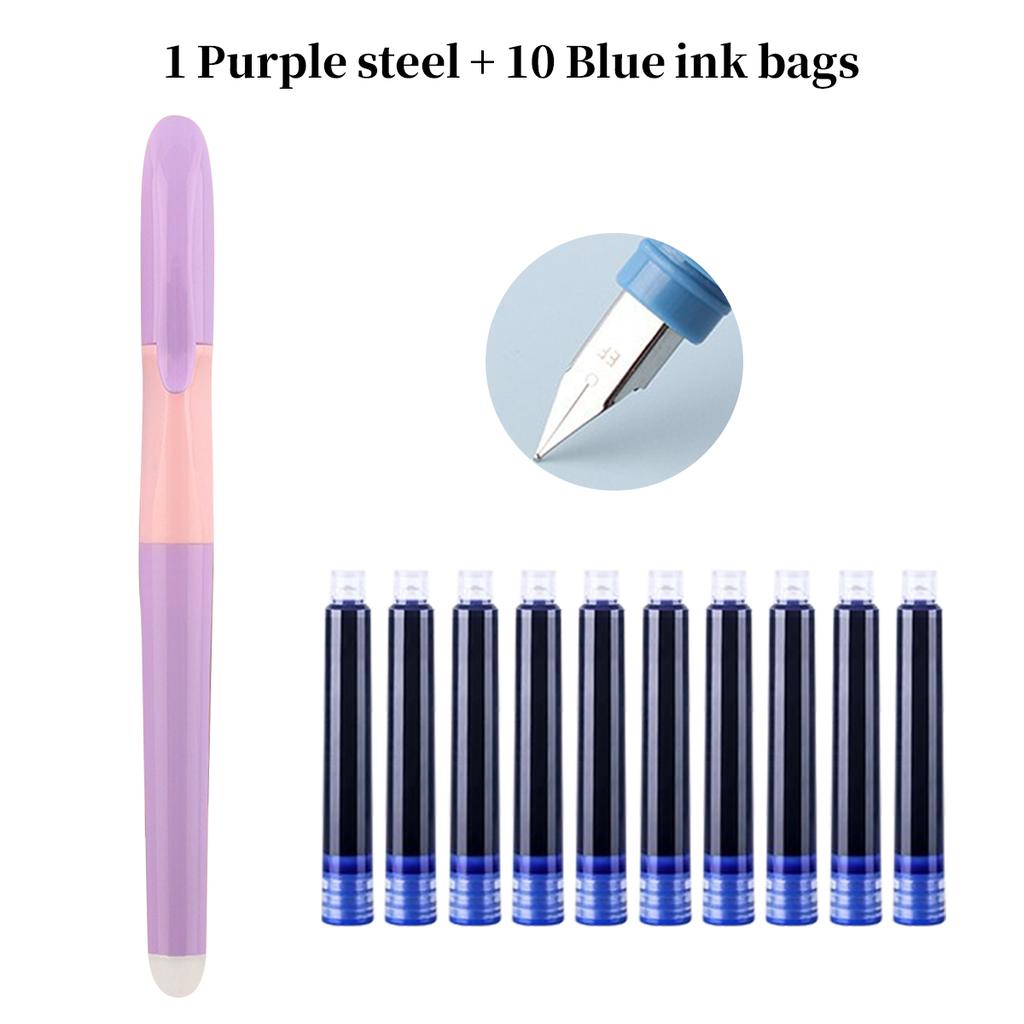 Kawaii Stance Pen Soft Grip, Erasable Replaceable Ink Children's Writing Posture Training Pen School Student Stationery Supplies