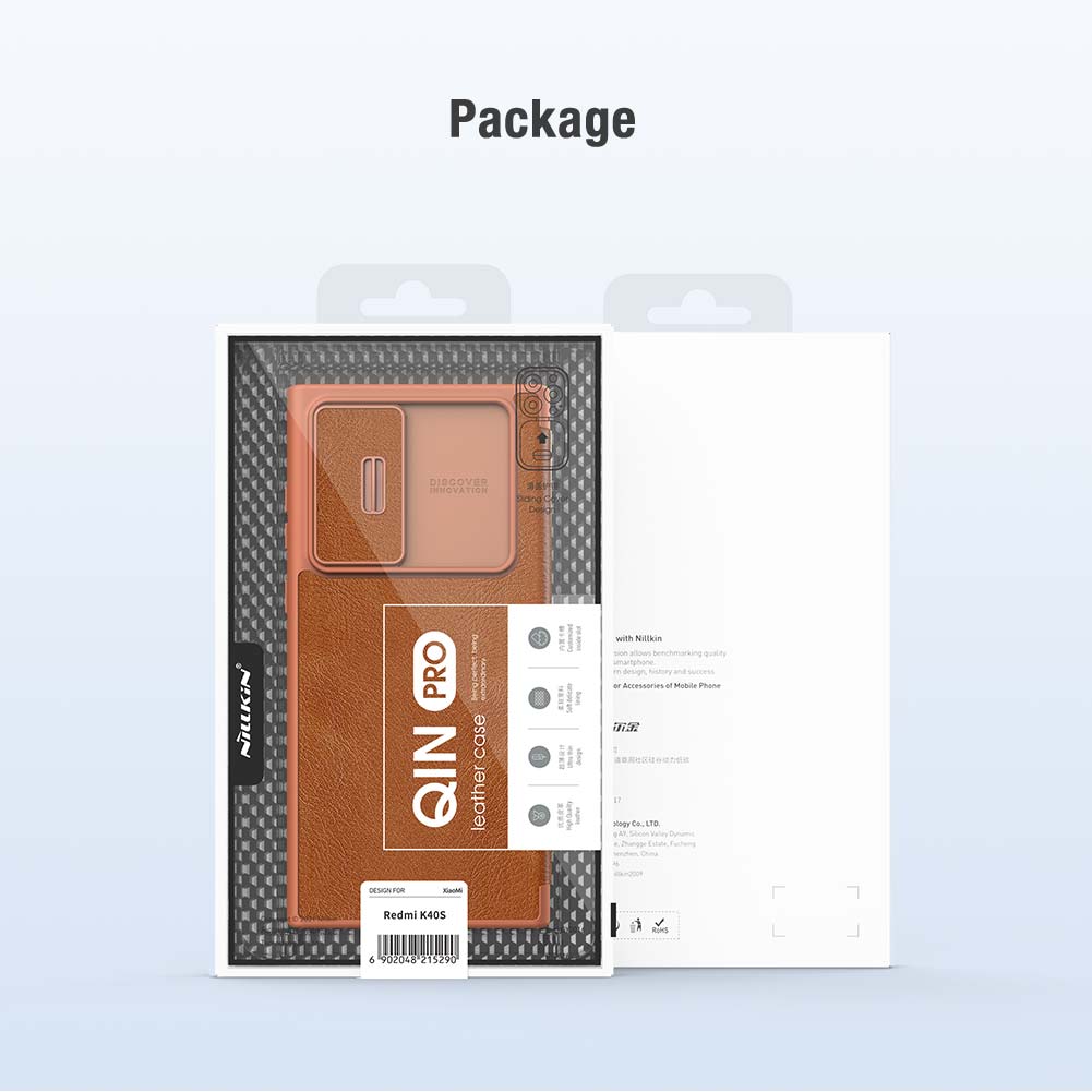 Xiaomi Redmi K40S K50 Pro ümbris Nillkin Qin Pro kaamera kaitsekate PU-nahast klappümbris kaarditaskuga