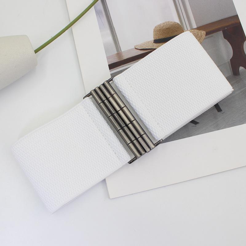 Women'S Plaid Pair Buckle Elastic Belt Decorative Coat Dress Waist Elastic Wide Waist Seal Three Sizes