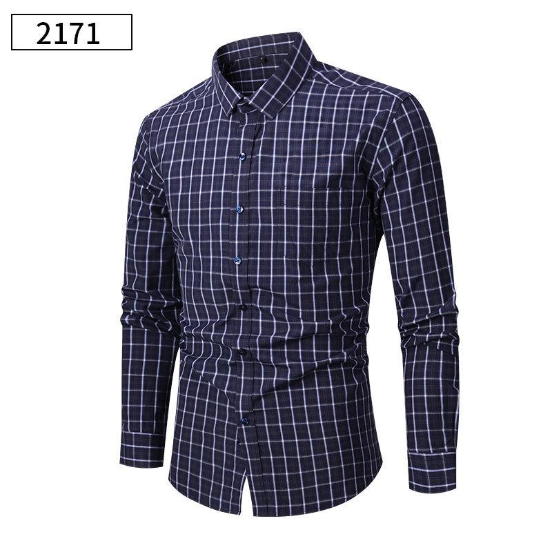 Men Long Sleeve Plaid Check Button Down Shirt Casual Formal Dress Shirt With Chest Pocket S