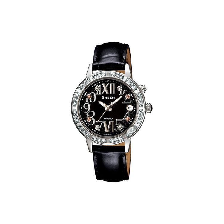 

Casio Sheen 50M Waterproof Quartz Watch Genuine Leather Strap Women watches Black SHE-4031L-1AU Black