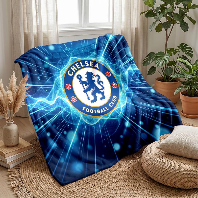 Chelsea FC Theme Blanket Soft Flannel Blanket Plush Throw Blanket Cozy Sofa Bed Blanket for Home Decor
