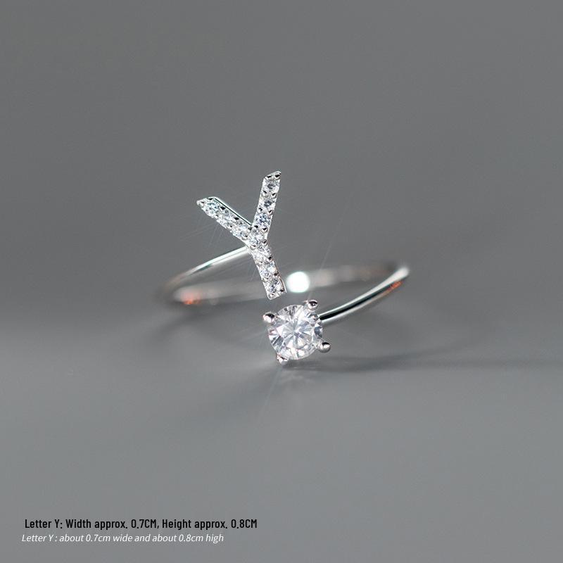 Women's Alphabet Rings: Unique Japanese and Korean Style, Plain Band, Open Design for Index Finger.