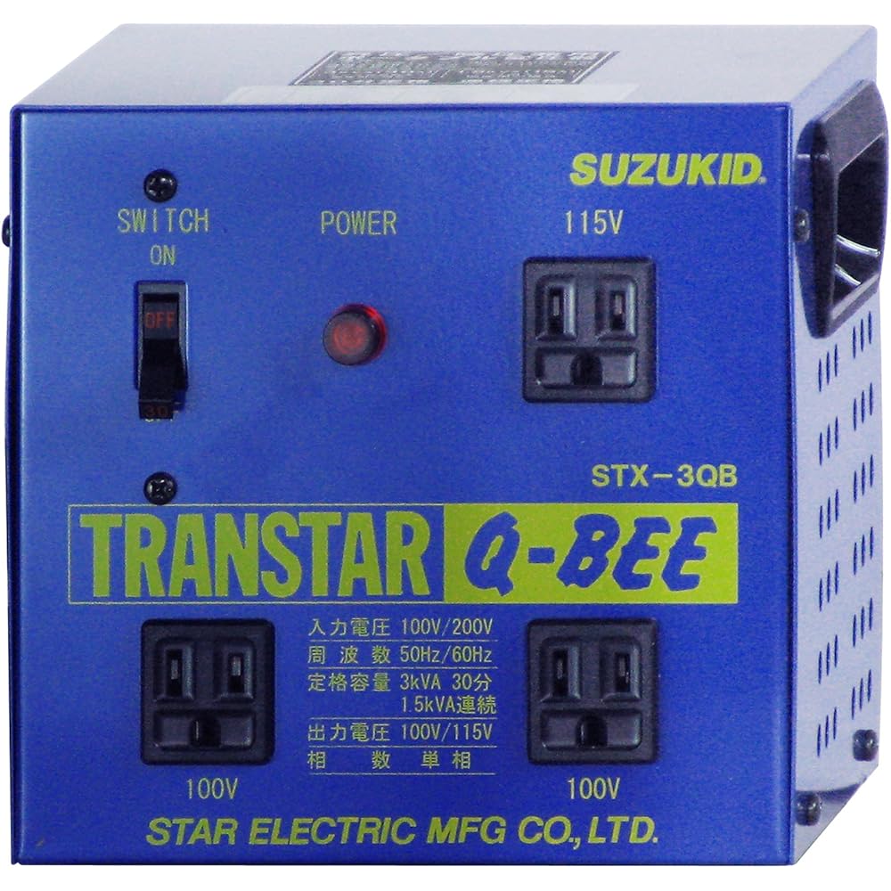 

SUZUKID Transtar QBEE Portable Transformer, Step-Up/Step-Down, STX-3QB