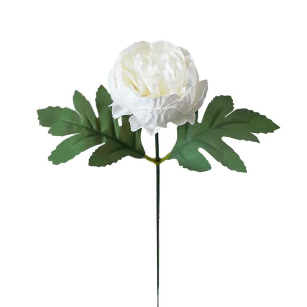 Peony Artifiical Flower Branch Flexible Stems 29cm Height Camellia Fake Flower with Green Leaves Simulation Flower
