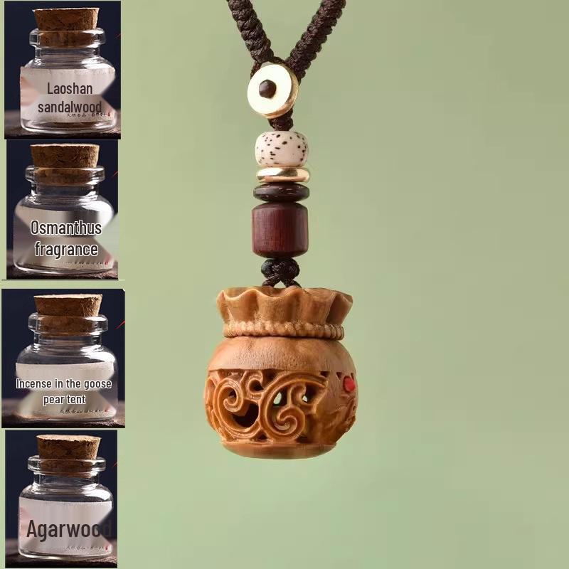 Green Sandalwood Fortune Bag Charm Keychain Necklace 