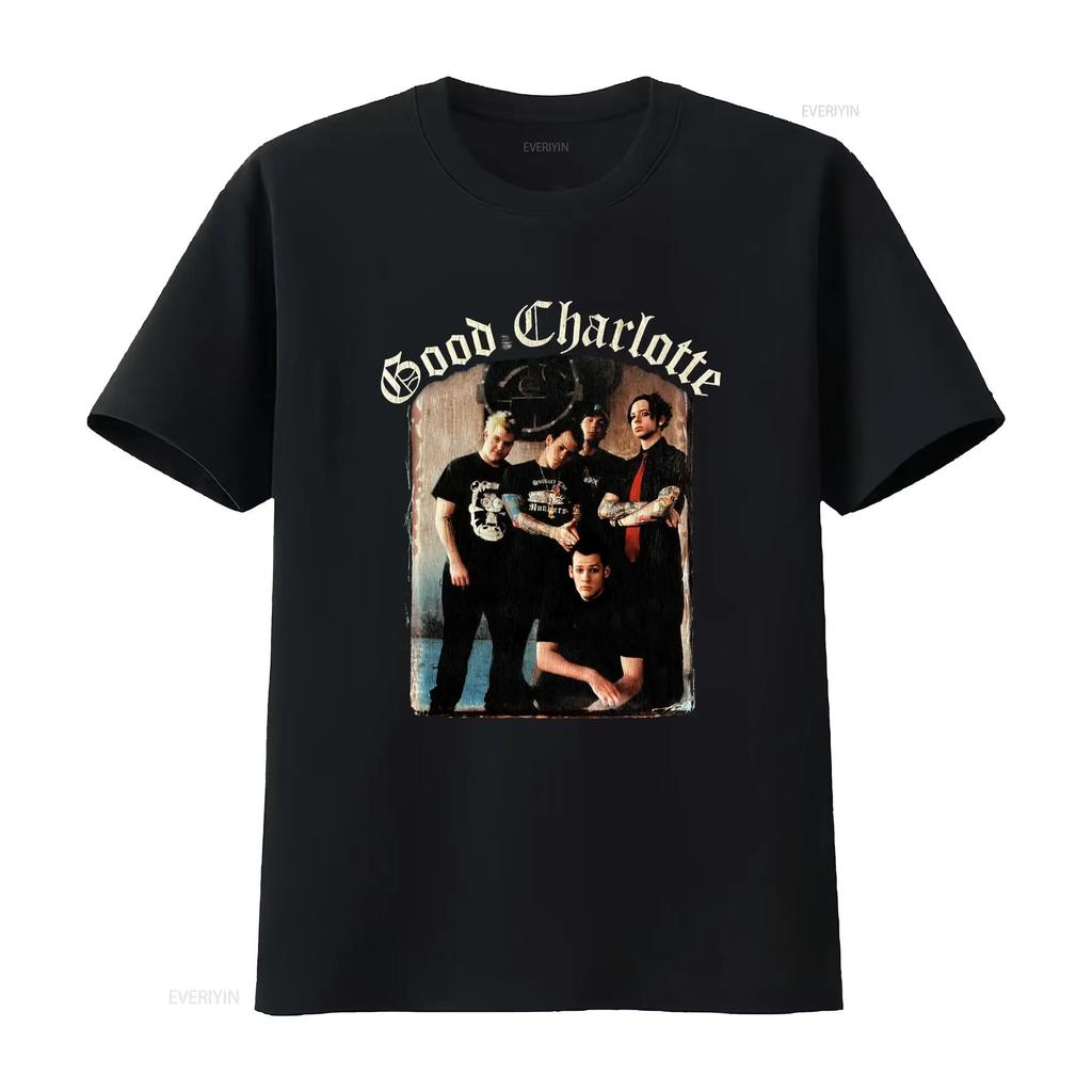 Good Charlotte Music For Lovers Black T Shirt Cotton Full Size Vintage Washed Fashion Graphic Designer Clothes Casual Slightly