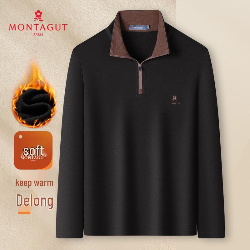 

MONTAGUT Men s Thermal De Velvet Pullover Long Sleeve Top XL