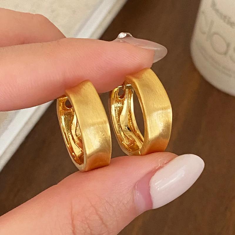 Tibetan Silver 18K Gold Plated Brushed Geometric Hoop Earrings for Women Trendy Fashion  Minimalist Accessories