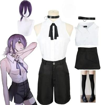 Anime Muž s motorovou pilou Reze Cosplay Žena s motorovou pilou Cosplay Kostým Bombové Tričko Oblečení Kravata Krátký Krk Reze Paruka Halloweenské Oblečení
