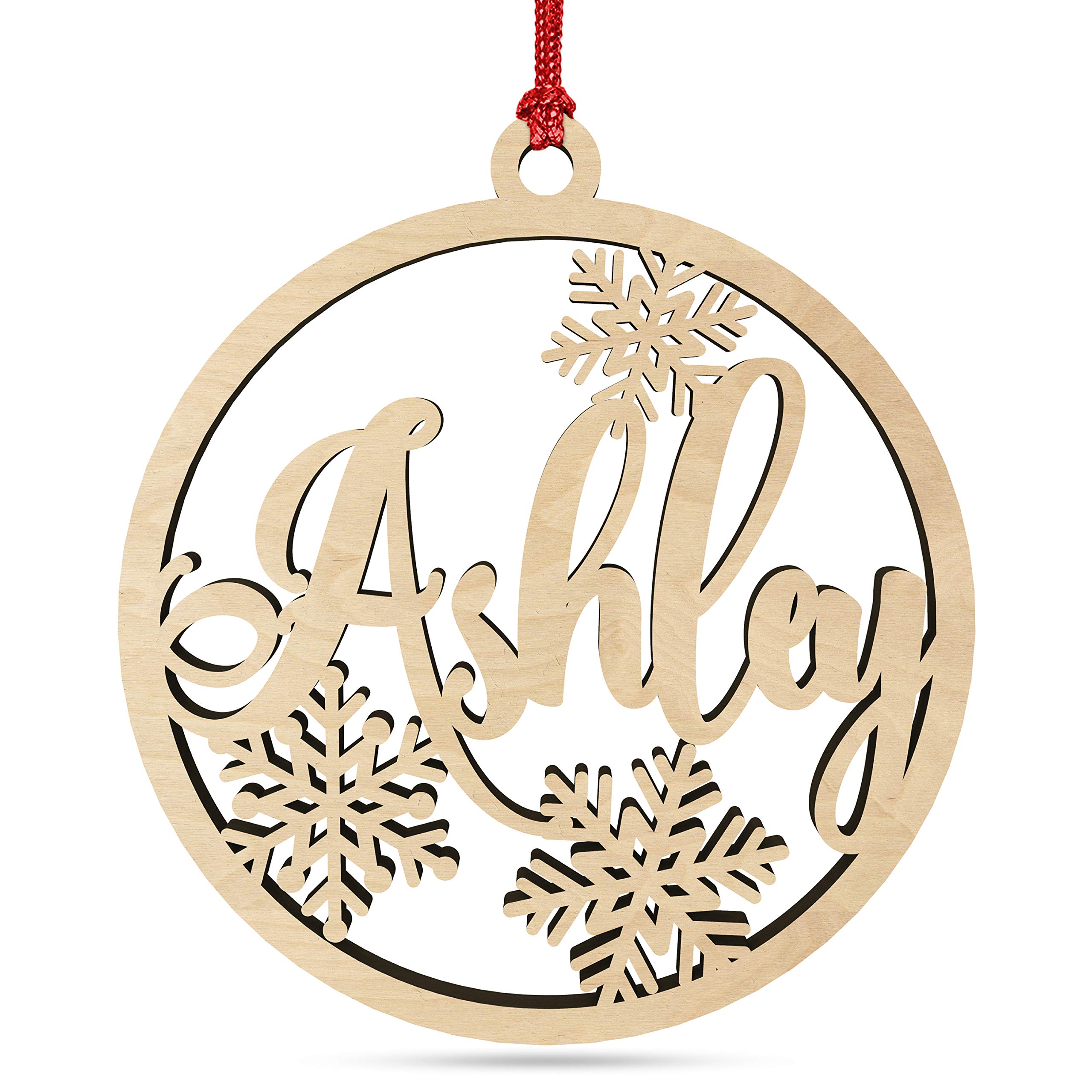 Rustic Snowflake Round Wooden Ornament Personalized Text Custom Christmas Decoration Holiday Gift Keepsake for Family Friends