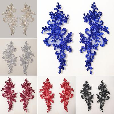 1Pair Fabric Craft Wedding Bridal Flower Embroidered Dress Decoration Diy Patches Sewing Motif Lace Applique