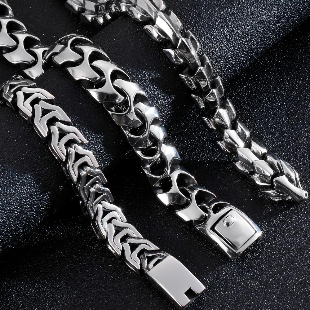 Große Größe 20/22/24CM Lange Schwere Edelstahl Armband Männer Link Kette männer Armbänder Metall armreifen Massiven Auf Hand Schmuck