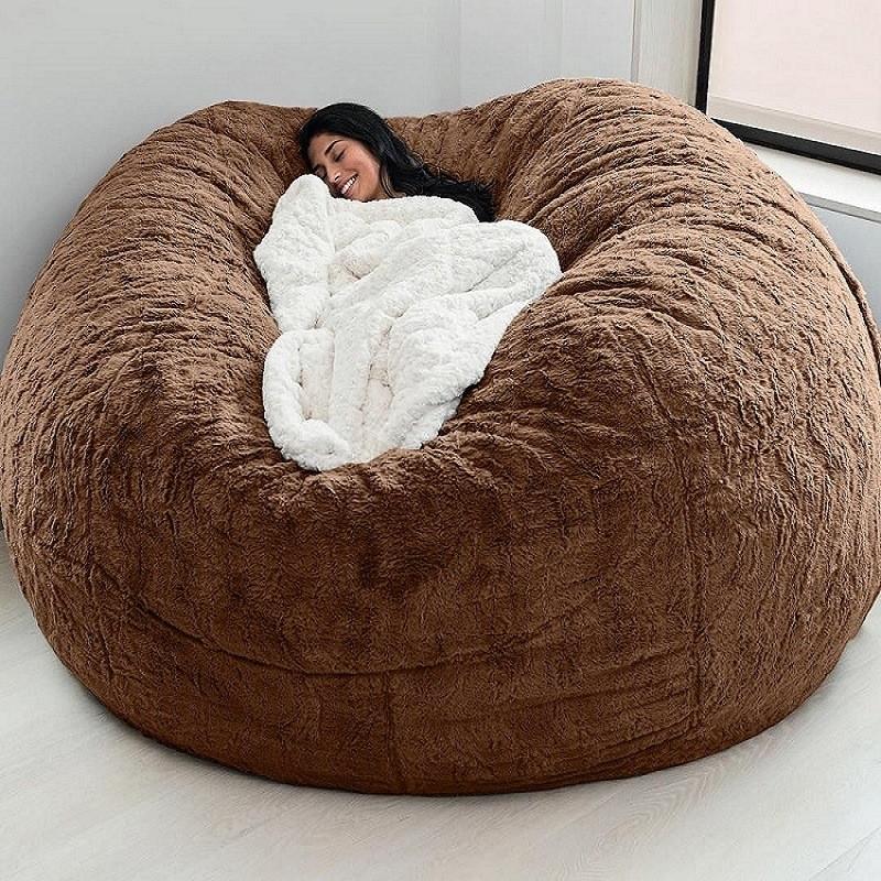 Color Large Solid Soft Plush Portable Living Room Lazy Sofa Cover Bean Bag Cover