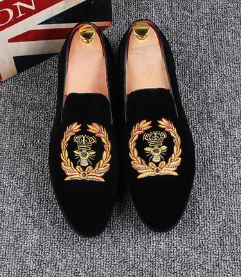 Mote Mokasiner i Semsket Skinn med Broderi for Menn Herre Casual Trykte Mokasiner Oxfords Sko Mann Fest Kjøre Flats EU-størrelse 38-45