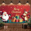 Santa Claus Banner Sparkling Stars Christmas Party Banner Xmas Decoration Banner Santa Claus Pattern For Festive Party Holiday