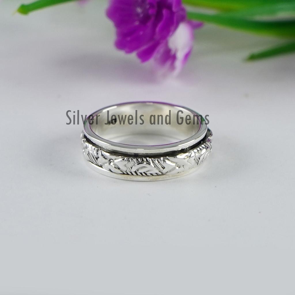 Blumen Spinner Ring, 925 Sterling Silber Ring, Meditationsring, Drehring, Design Ring, Daumenring, Yoga Ring, Boho Ring, Geschenk für Sie