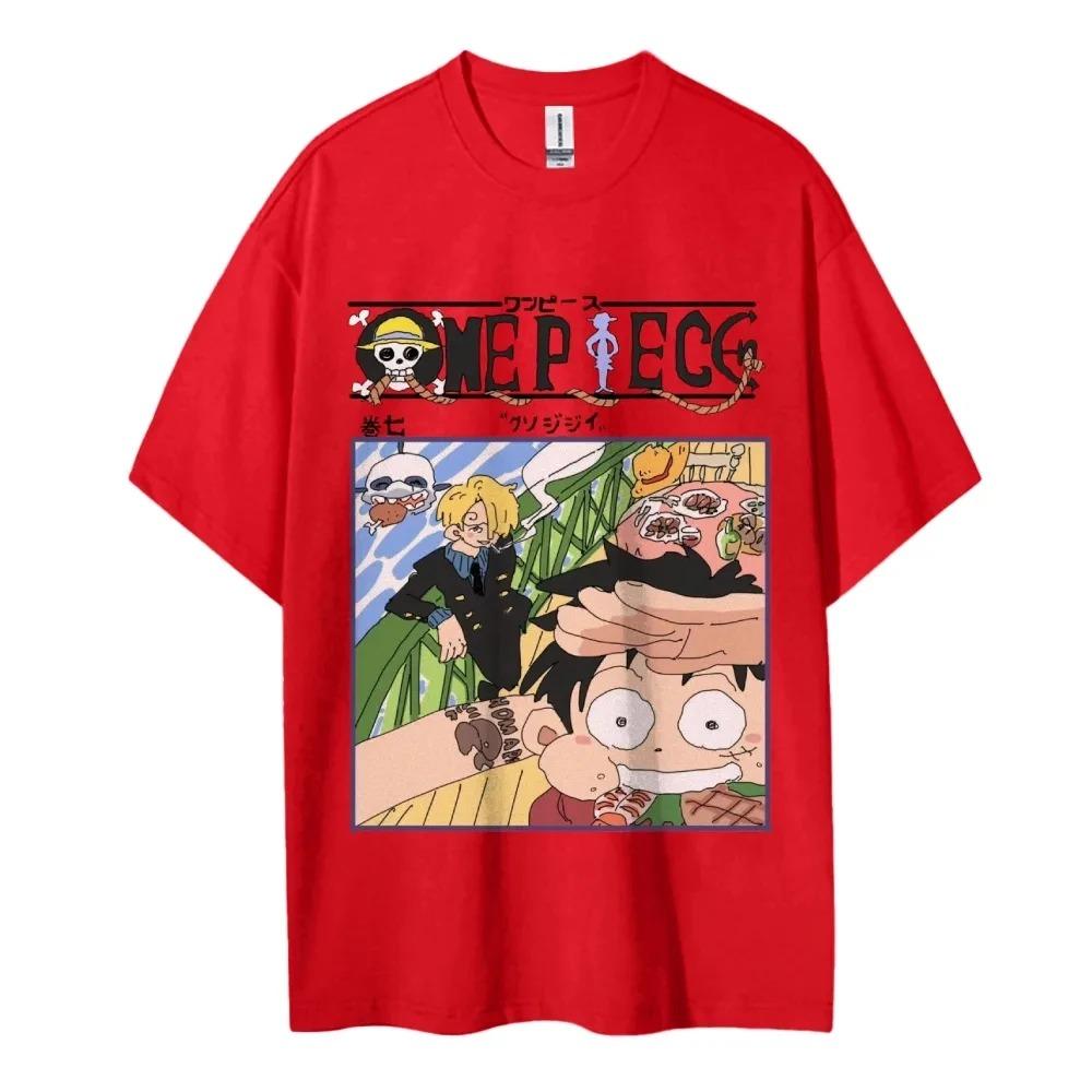 One Piece Animation Derivatives Luffy Sanji Printing Men's and Women's Summer Fashion Breathable Street Short-sleeved T-Shirt