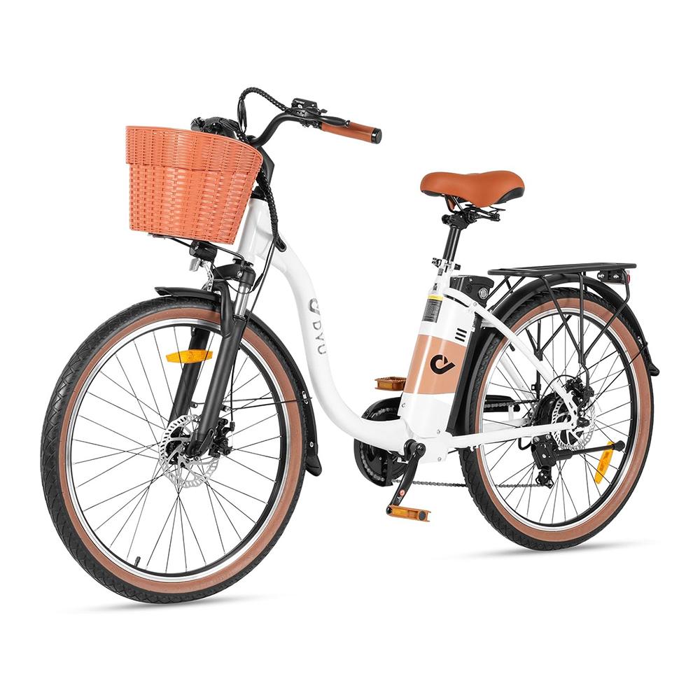DYU C6 Pro Electric Bike for Adults 250W, 26" Commuting City Urban E-Bike with Basket with 36V 15.6AH