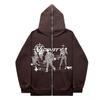 Y2K Zip-Up Hoodie Oversized Streetwear Sweatshirt With Digital Print Women