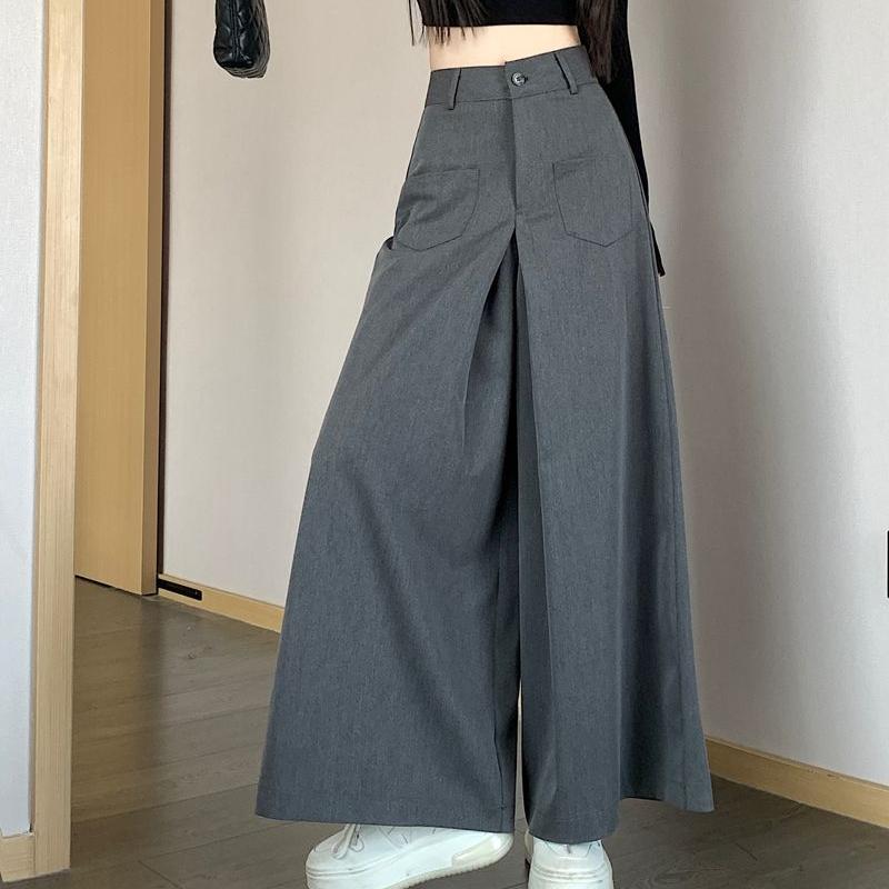 Women Summer High Waist Wide Leg Pants Sophisticated Drape Suit Trousers Thin Loose Slim Casual Pants