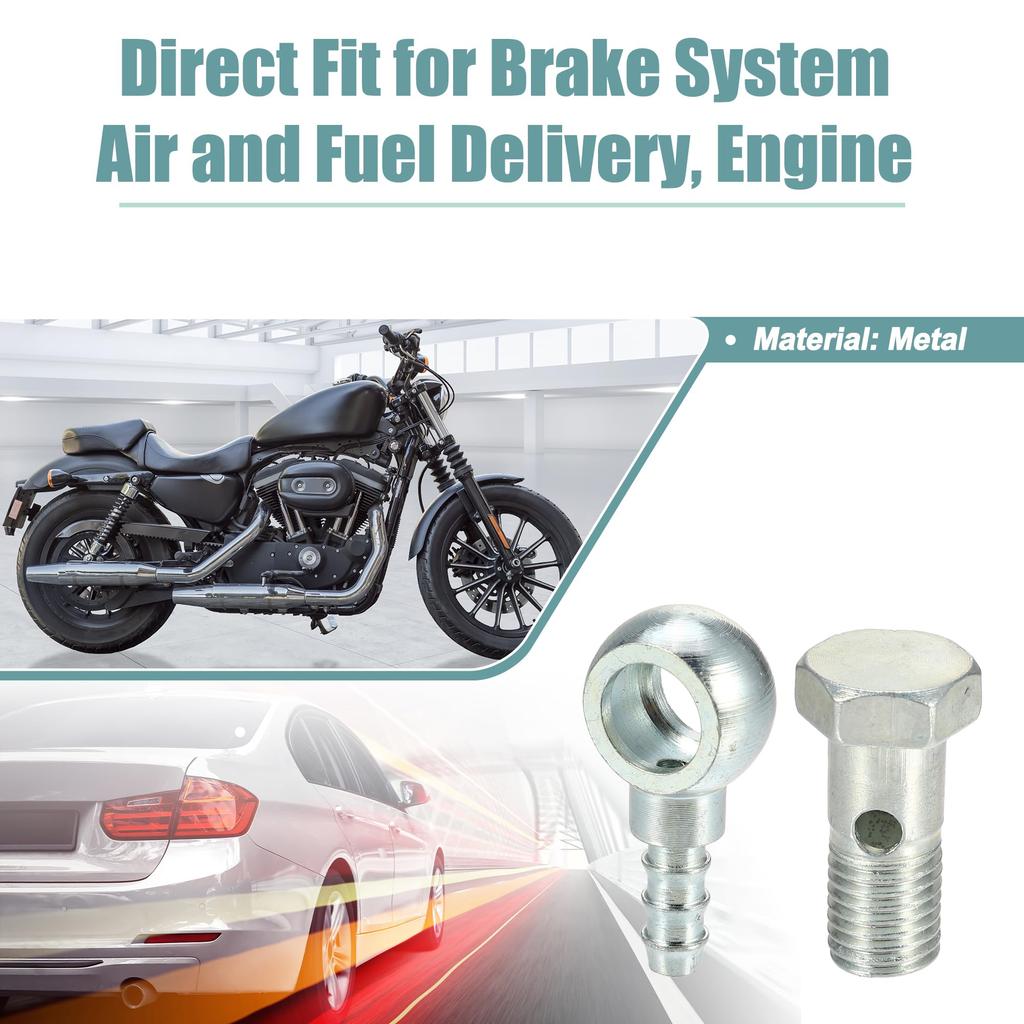 ACROPIX 4pcs Banjo Hose Barb Bolt Fittings Universal Banjo Fittings Fuel Line with Copper