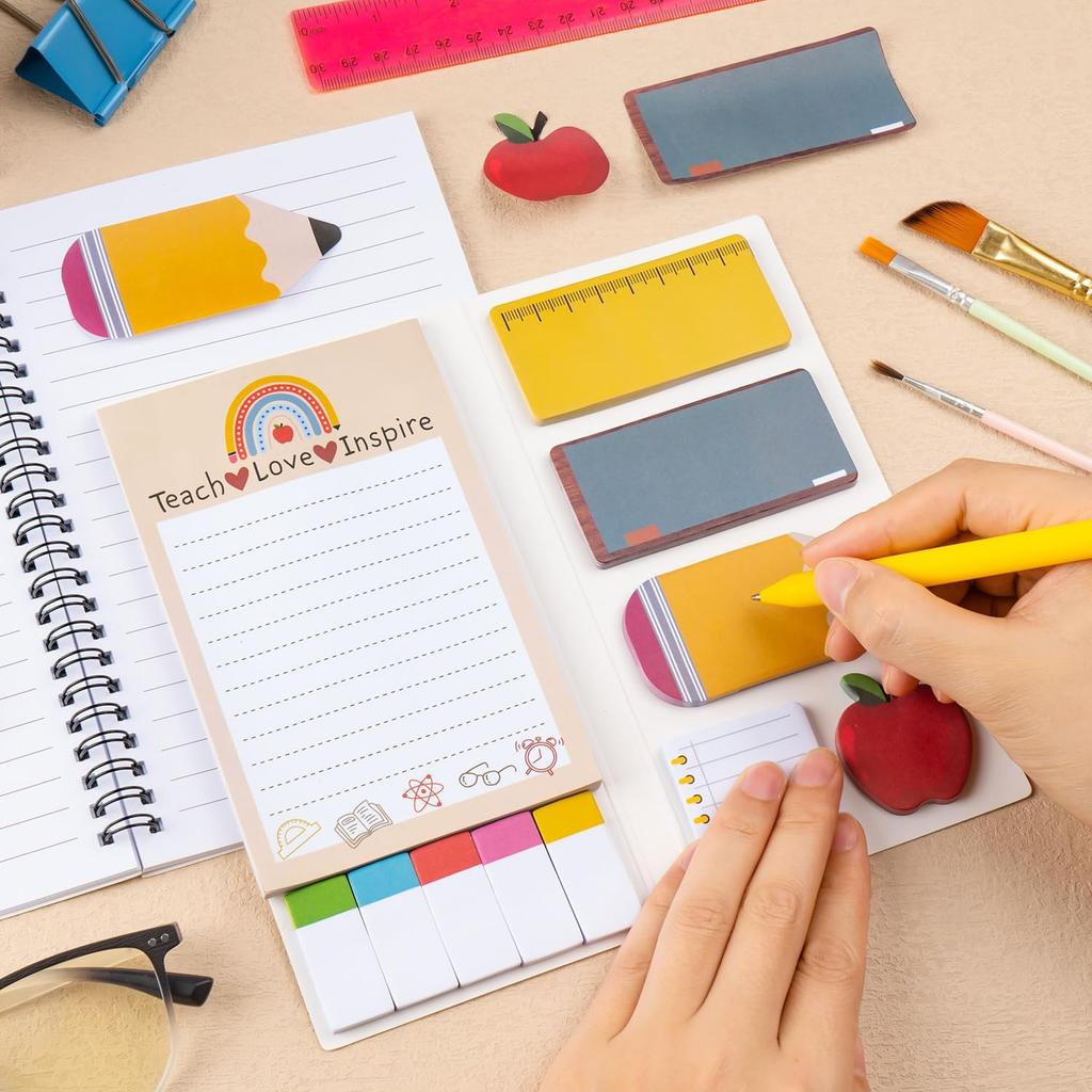 Teacher Sticky Notes, Teacher Appreciation Gift, Blackboard Self-Stick Note Pads with 3 Point Pens, Writing Memo Pages Kids Employee School