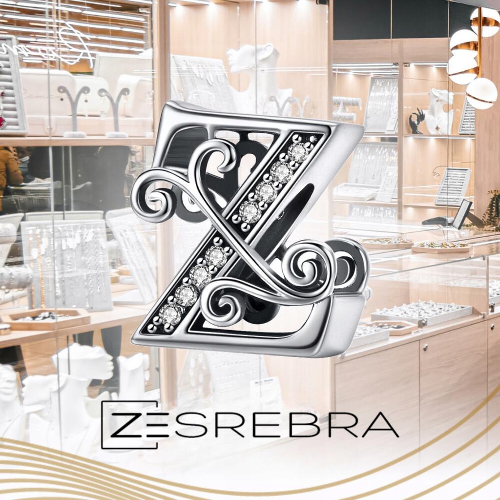 Charms Letter Z 925 Pendant Bead S925 Zircons Twigs Letter