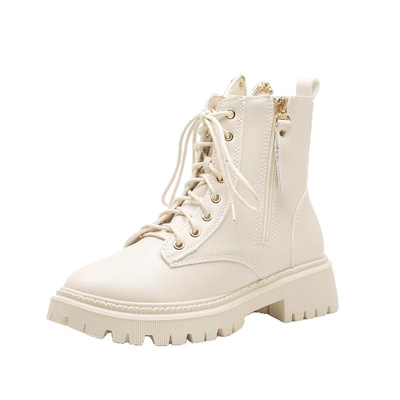 Soft Leather Martin Boots Women's 2025 Autumn and Winter New British Style Thick-soled Thin Boots Popular Velvet Inner Heightening Boots
