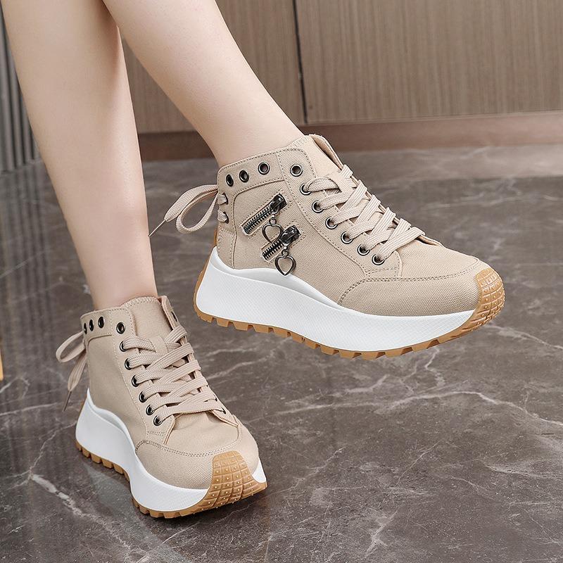 Chunky Women Denim High Top Shoes Designer New Comforts Increased Canvas Shoes Student Girl Vulcanized Shoe Women Sneakers 35-42