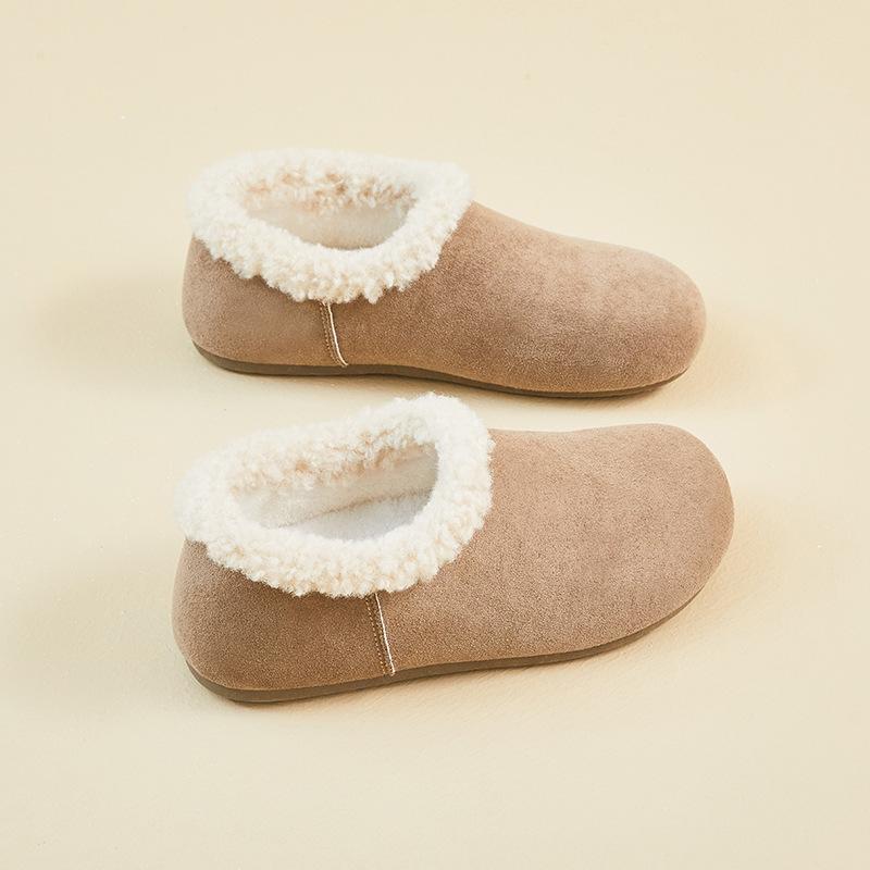 Winter Warm Moccasins for Women Faux Suede Loafers with Fuzzy Plush Lined Non Slip House Flats Shoes Women's Indoor Outdoor Faux Fur Walking Shoes