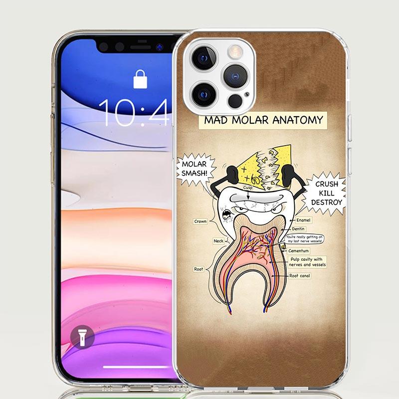 Wisdom Teeth Dentist Tooth Case Phone Cover for Apple iphone 16 15 14 13 12 Mini 11 Pro Max 16E X XS XR 7 Plus 8 + SE 2020 Trend