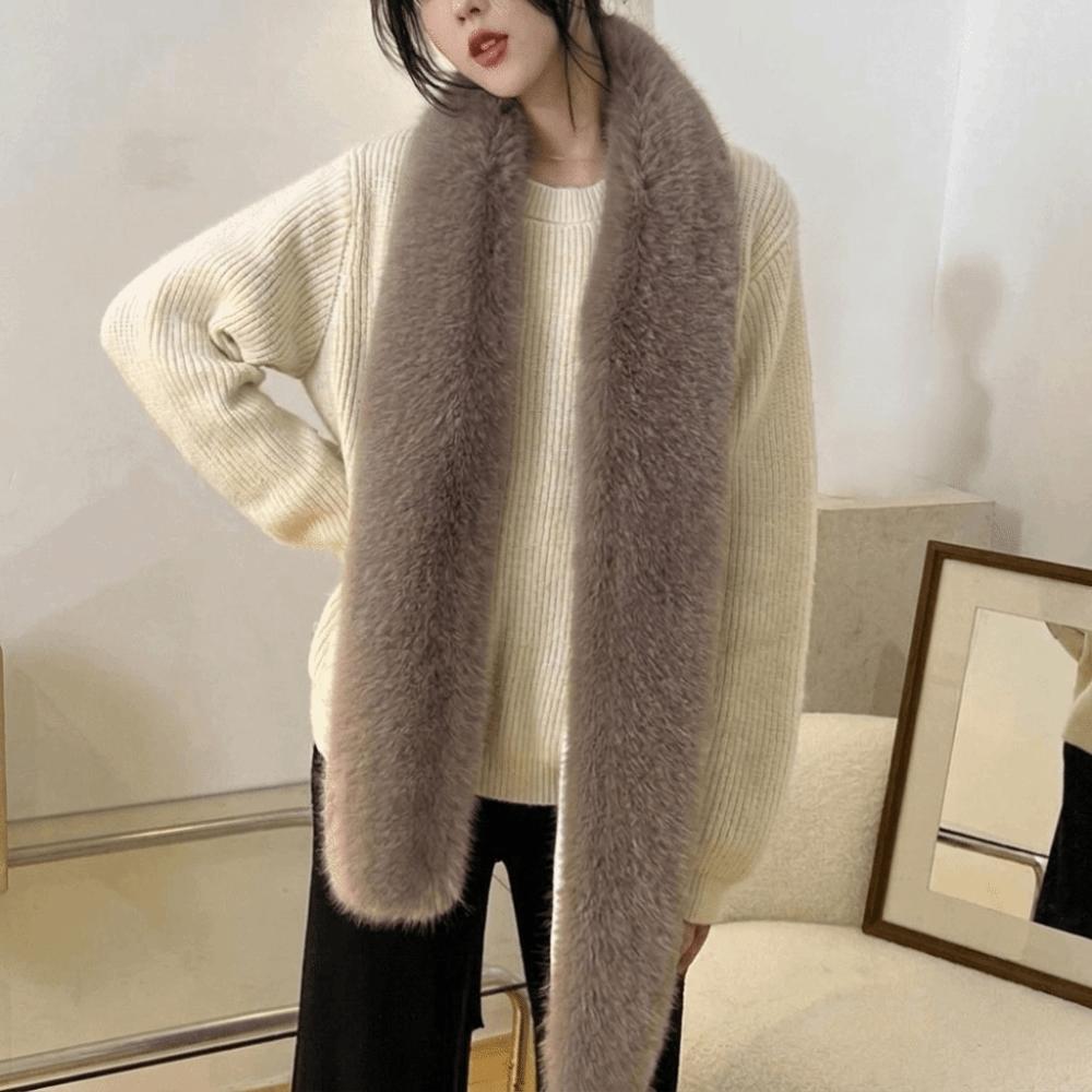 Thick Plush Neck Warmer Long Fluffy Long Scarf Luxury Imitation Mink Fur Scarf Outdoor