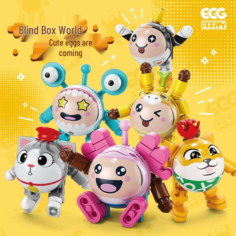 

Lele Brothers Egg Party Lego-Compatible Cartoon Brick Figures Blind Box Set
