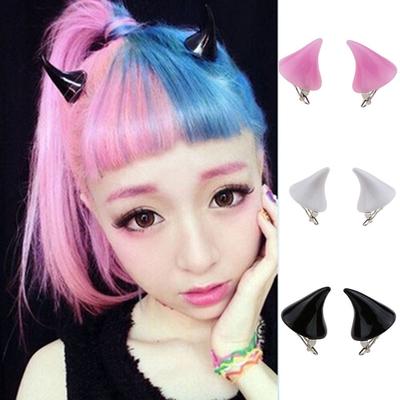 1 Paar Mädchen Halloween Stereo Teufelshörner Ohren Haarspangen Haarspangen Haar Stirnbänder Clip Haarklammern Kopfschmuck AVE