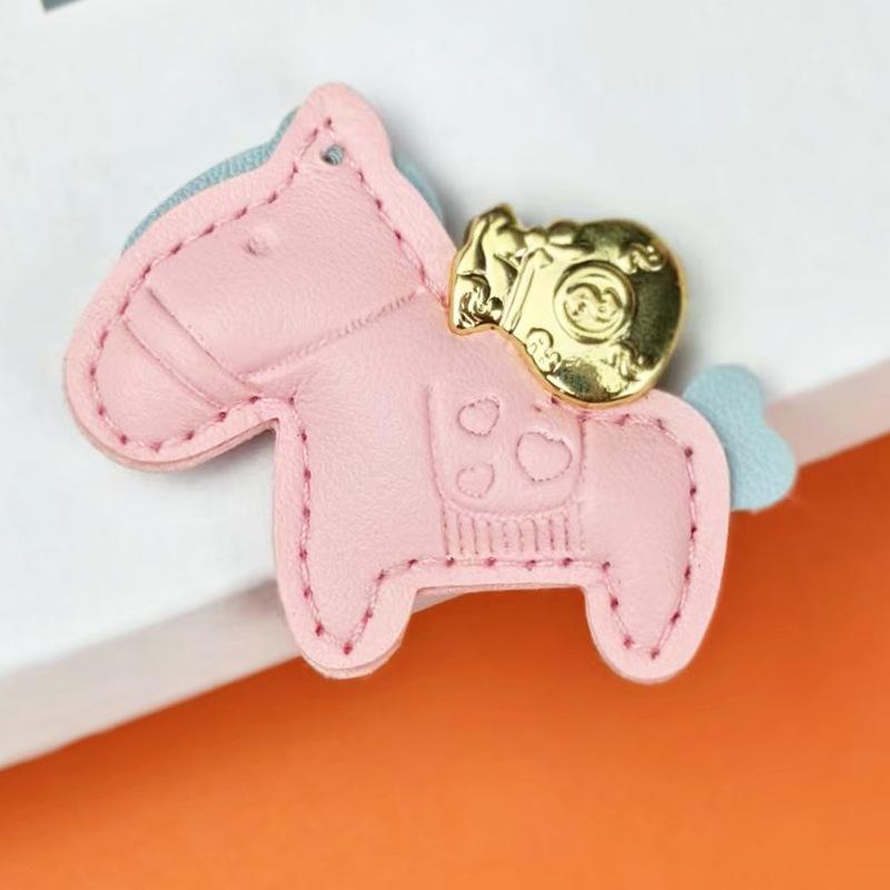 Money Soon In the New Year, Leather Bag Pendant, Cartoon Pony Keychain Pendant, Couple Love Pony Accessories