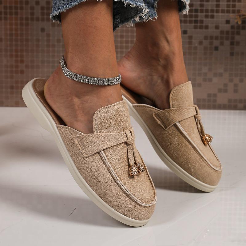 Women's Spring New Women's Wrap Head Half Drawback Wearing One Pedal Muller Lazy Shoes Casual Half Drawback